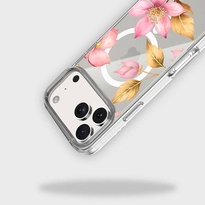 MagSafe iPhone 17 Pro Max Pink Wildflower Clear Case