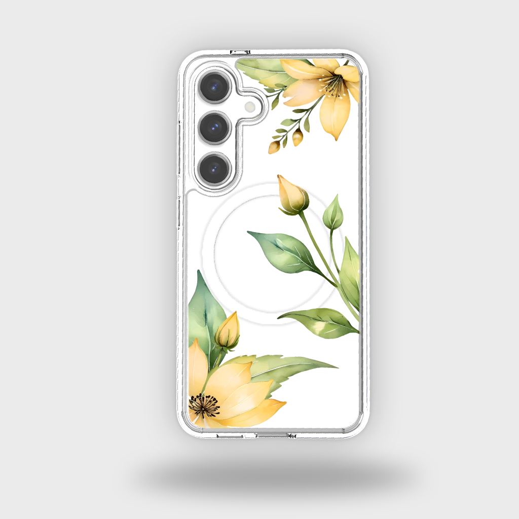 Samsung Galaxy S25 Yellow Wildflower Clear Case