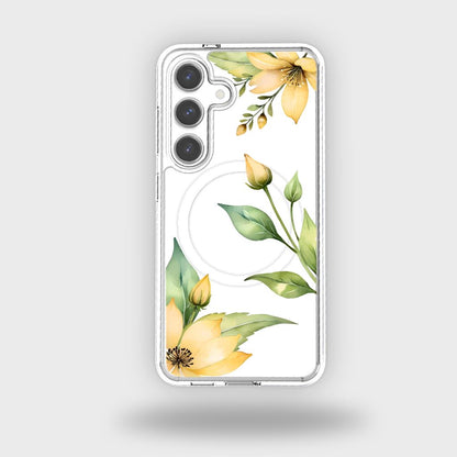 Samsung Galaxy S25 Yellow Wildflower Clear Case