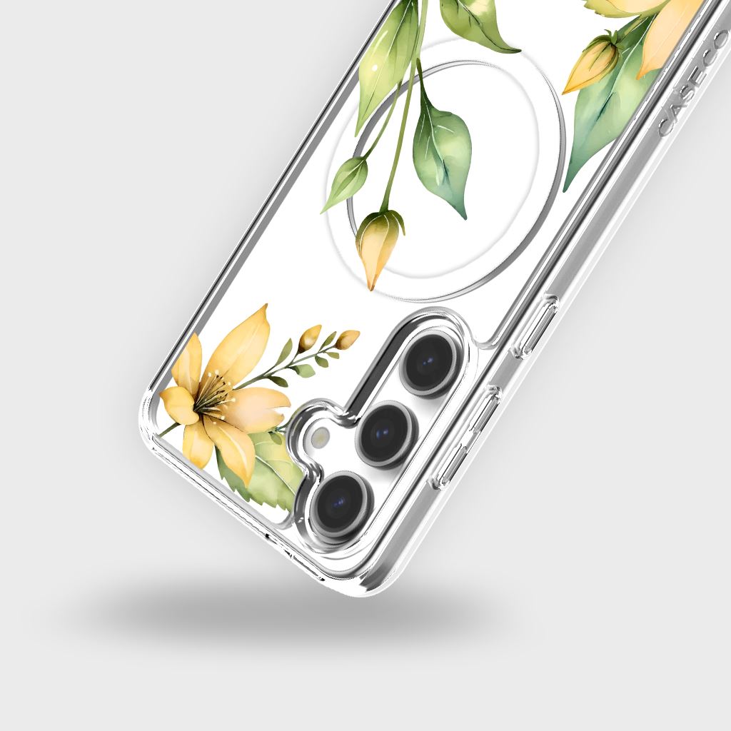 Samsung Galaxy S24 Yellow Wildflower Clear Case