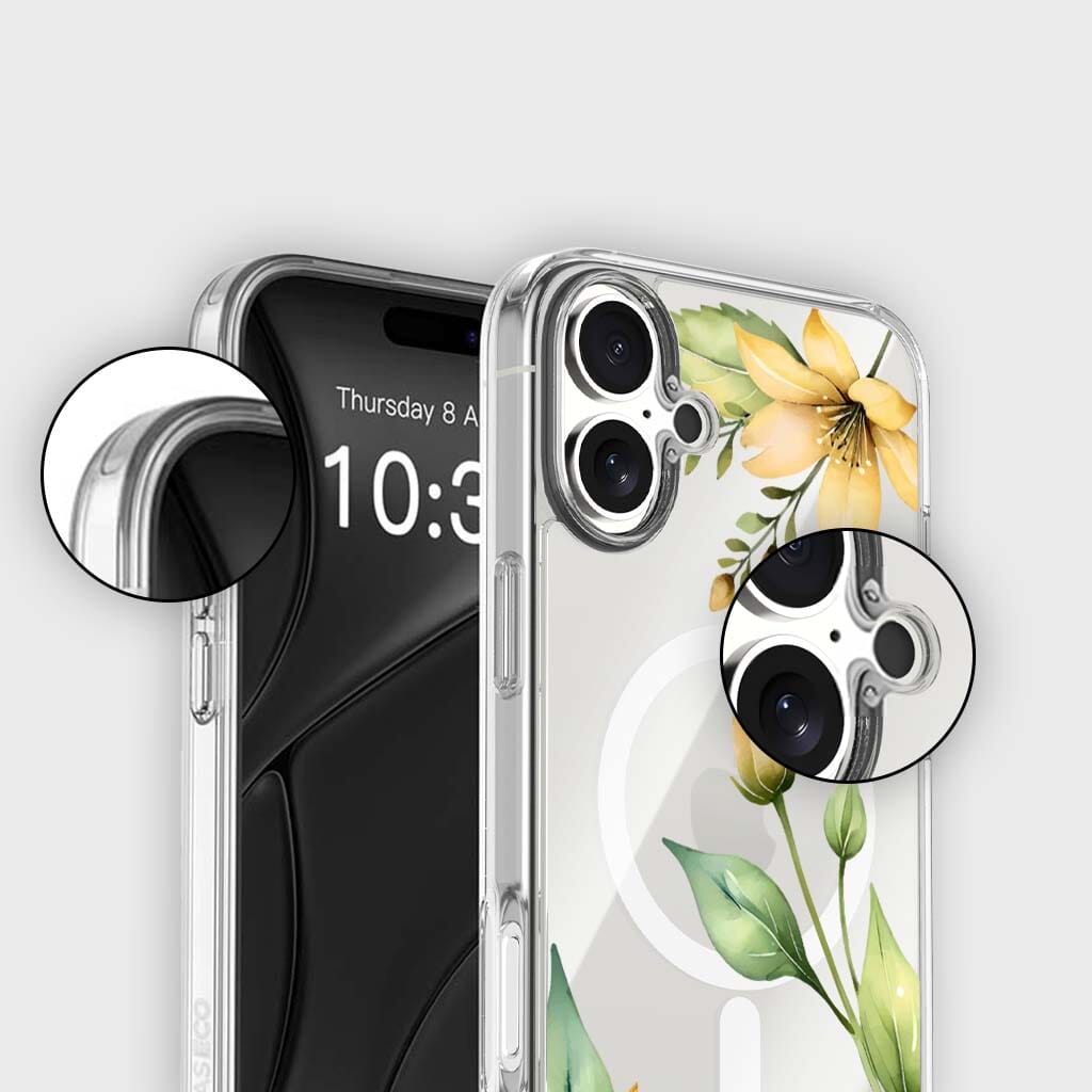 MagSafe iPhone 17 Yellow Wildflower Clear Case