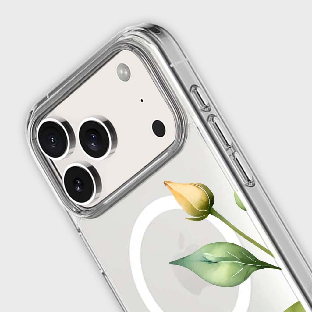 MagSafe iPhone 17 Pro Yellow Wildflower Clear Case
