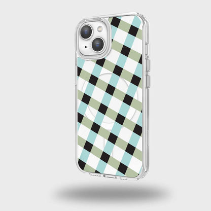 iPhone 14 Clear Case - Dark Lattice Design