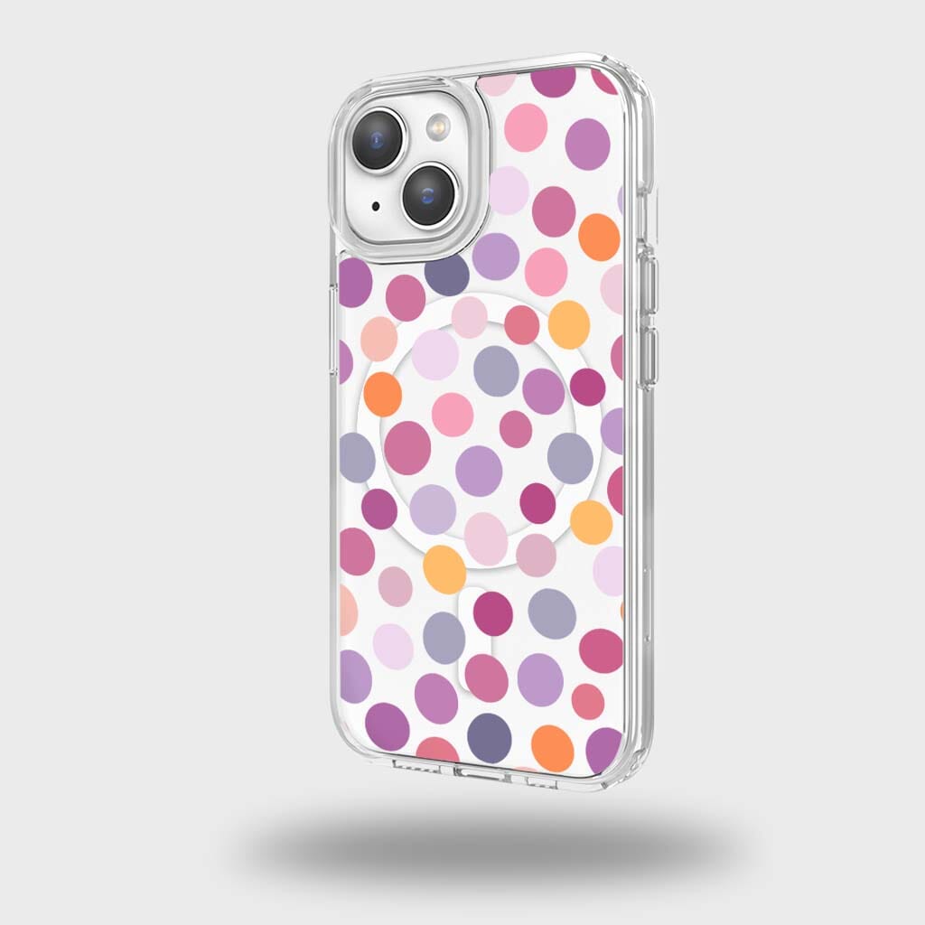 MagSafe iPhone 16e Purple Polka Dots Clear Case