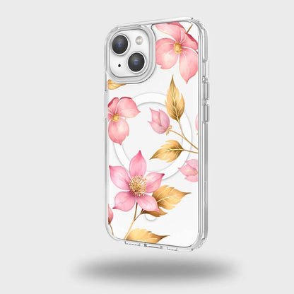 iPhone 16e Pink Wildflower Clear Case With MagSafe