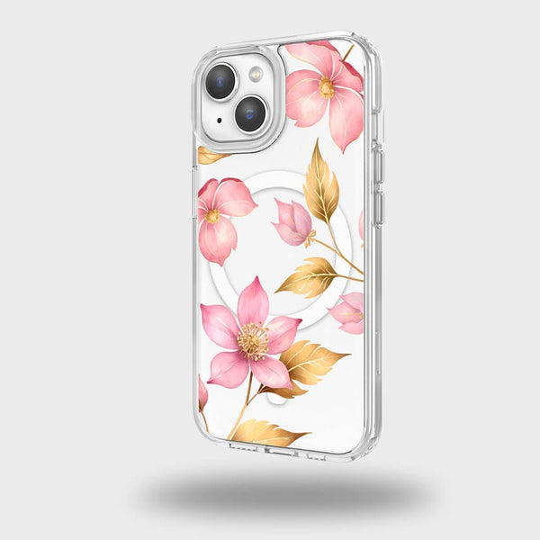 iPhone 15 Clear Design Case – Pink Wildflower iPhone 15 Clear Design Case – Pink Wildflower