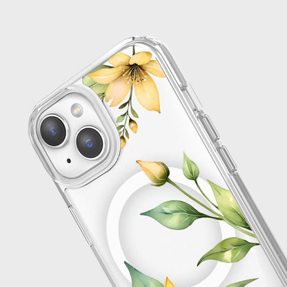 MagSafe iPhone 13 Yellow Wildflower Clear Case