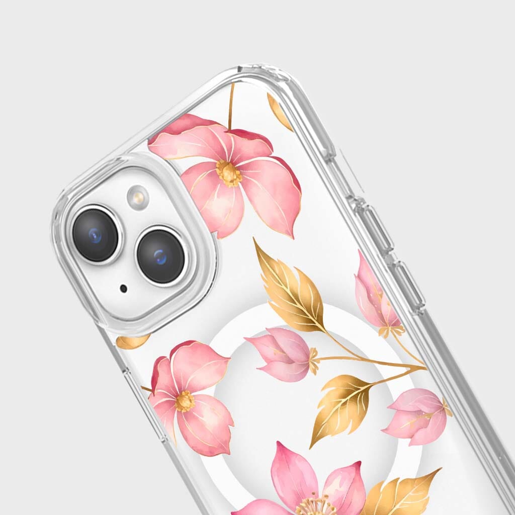 MagSafe iPhone 13 Pink Wildflower Clear Case