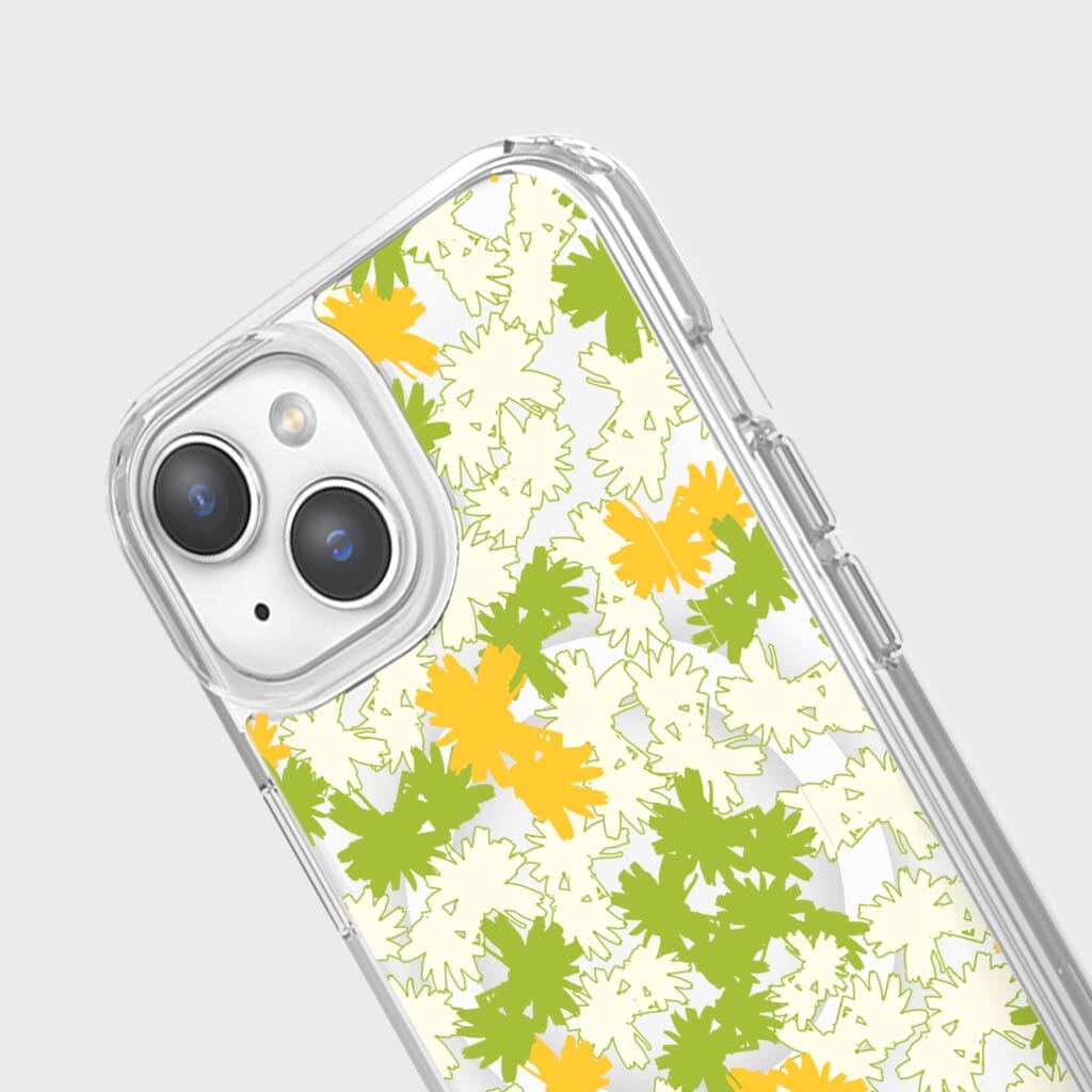 iPhone 15 Clear Case - Yellow Dandelion Design