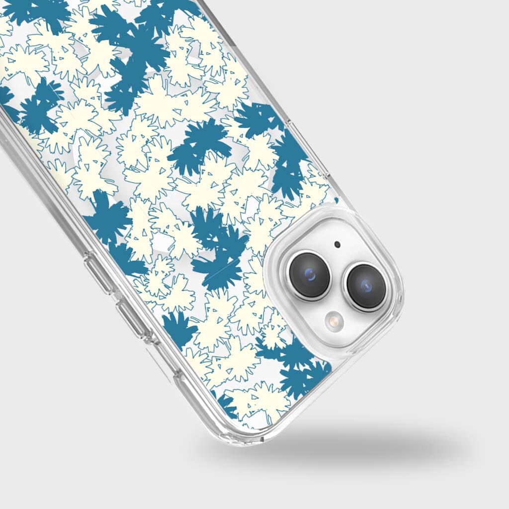 iPhone 15 Clear Case - Blue Dandelion Design