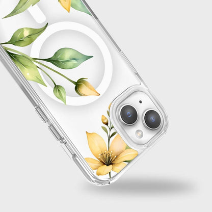 iPhone 16e Yellow Wildflower Clear Case With MagSafe