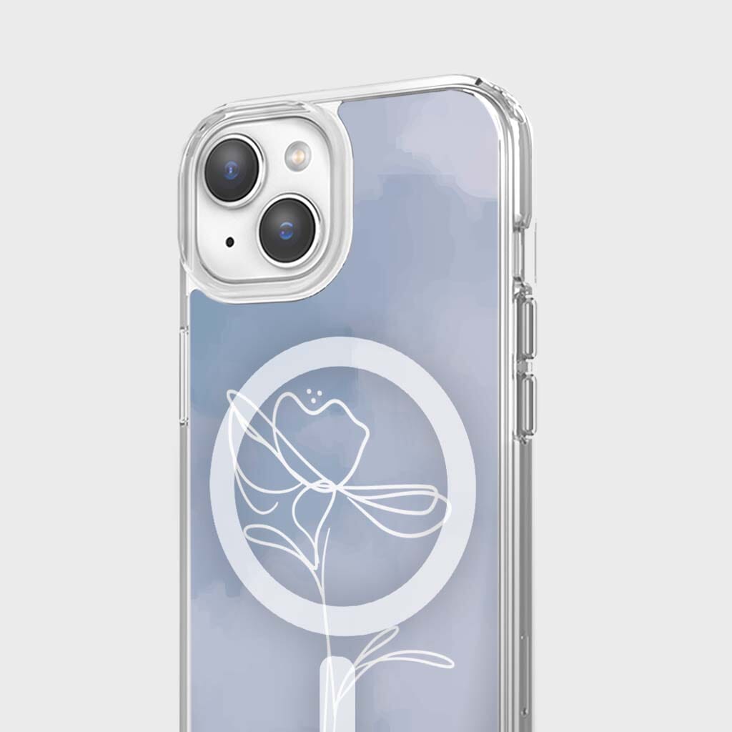 iPhone 16e Case With MagSafe - Blue Flower