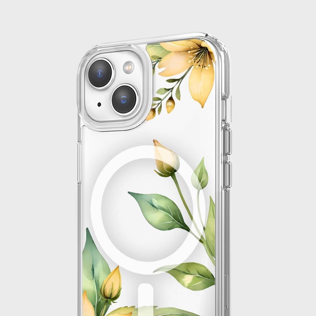 iPhone 16e Yellow Wildflower Clear Case With MagSafe