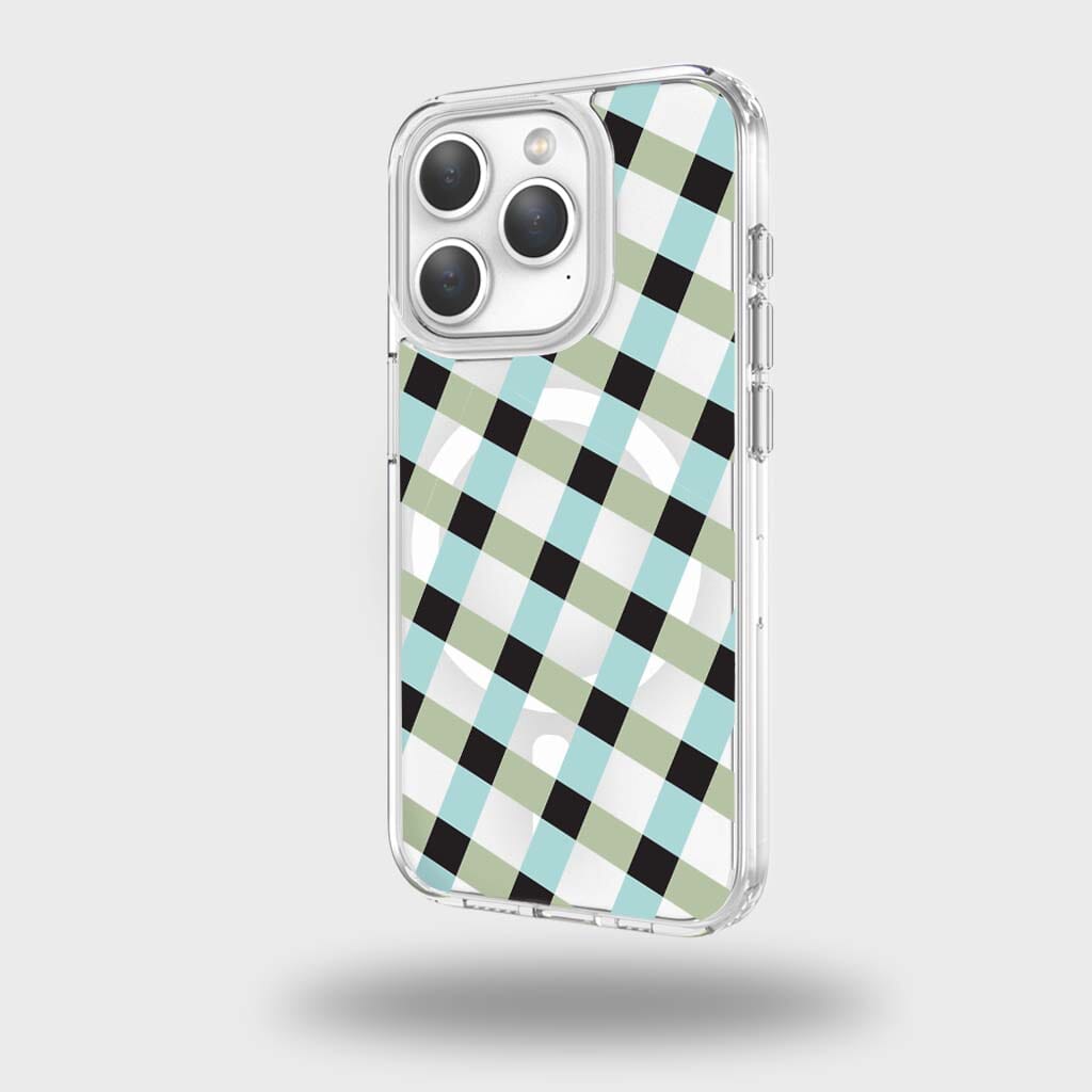 iPhone 15 Pro Max Clear Case - Dark Lattice Design