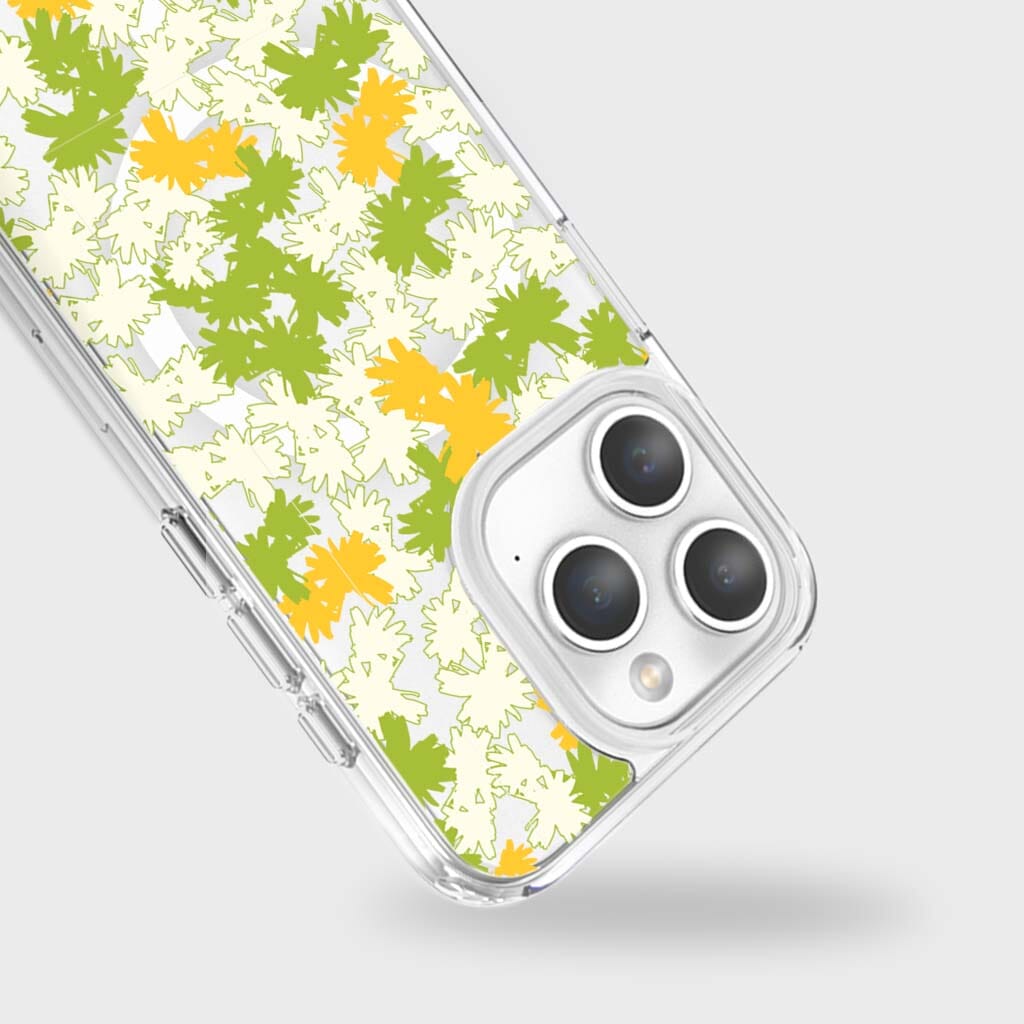 iPhone 15 Pro Max Clear Case - Yellow Dandelion Design