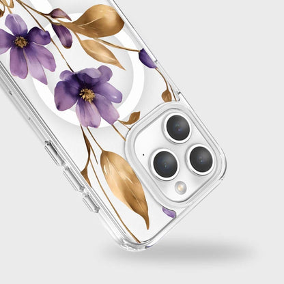 iPhone 15 Pro Max Clear Design Case - Purple Wildflower