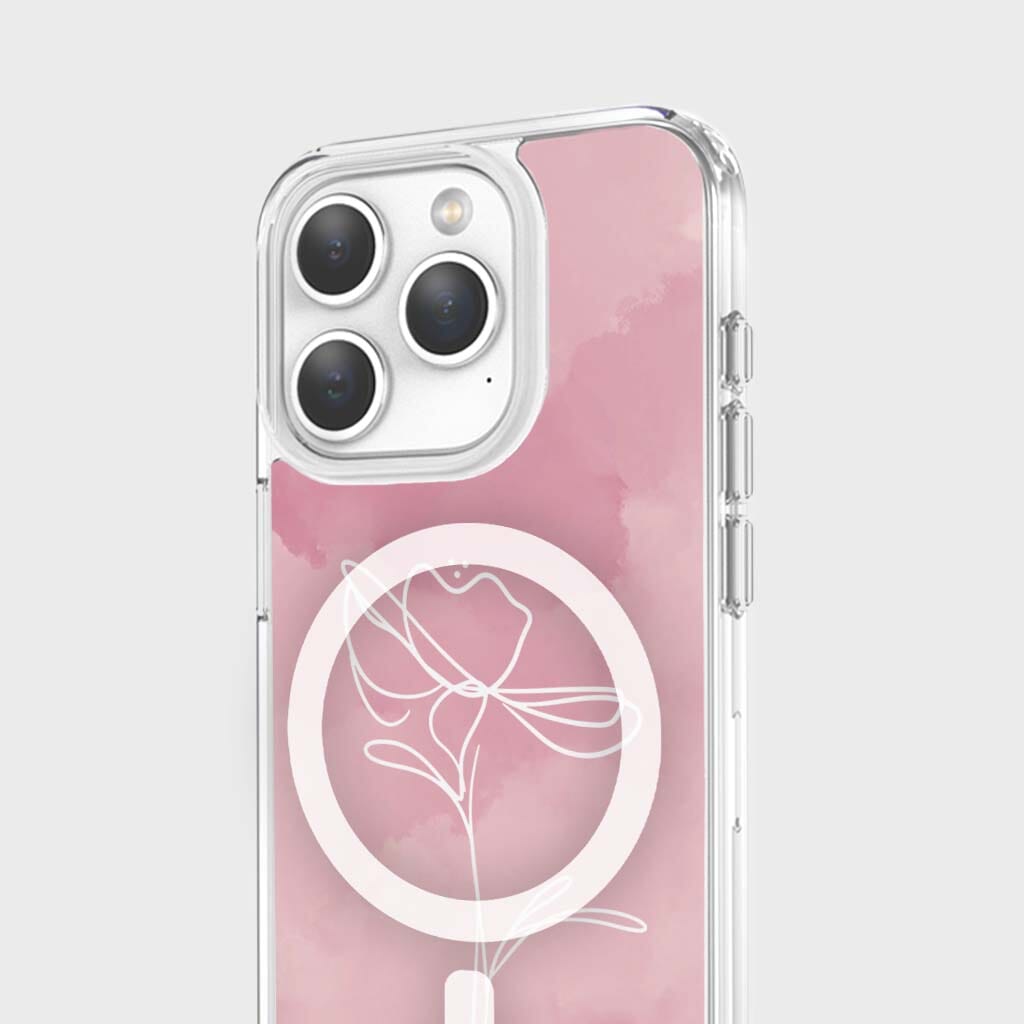 iPhone 15 Pro Case With MagSafe - Pink Flower