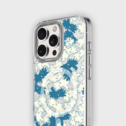 iPhone 16 Pro Max Clear Case - Blue Dandelion Design