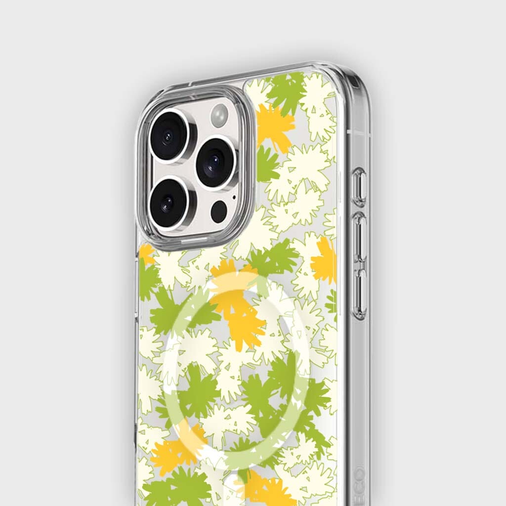 iPhone 16 Pro Max Clear Case - Yellow Dandelion Design