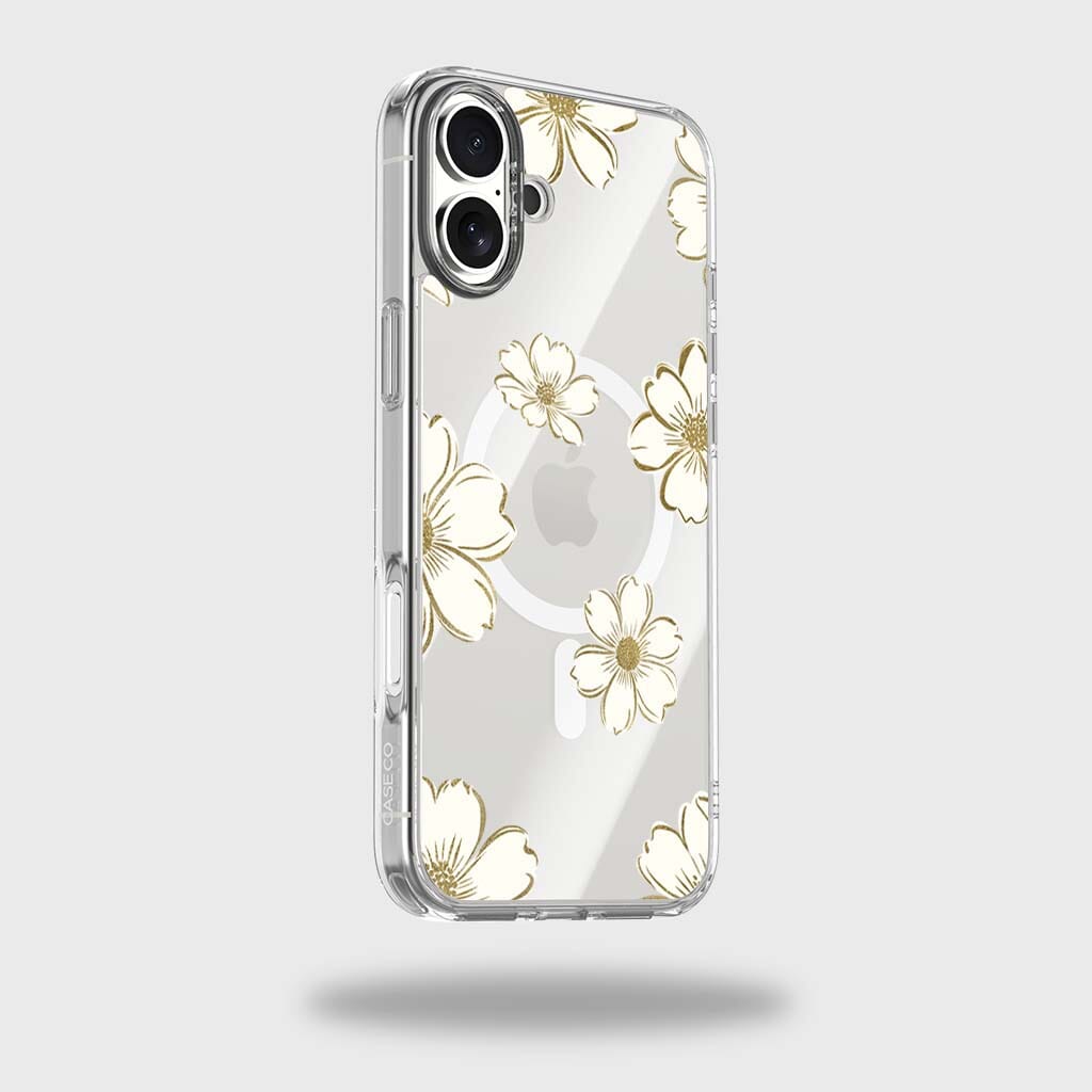 MagSafe iPhone 16 Gold Pattern Clear Case