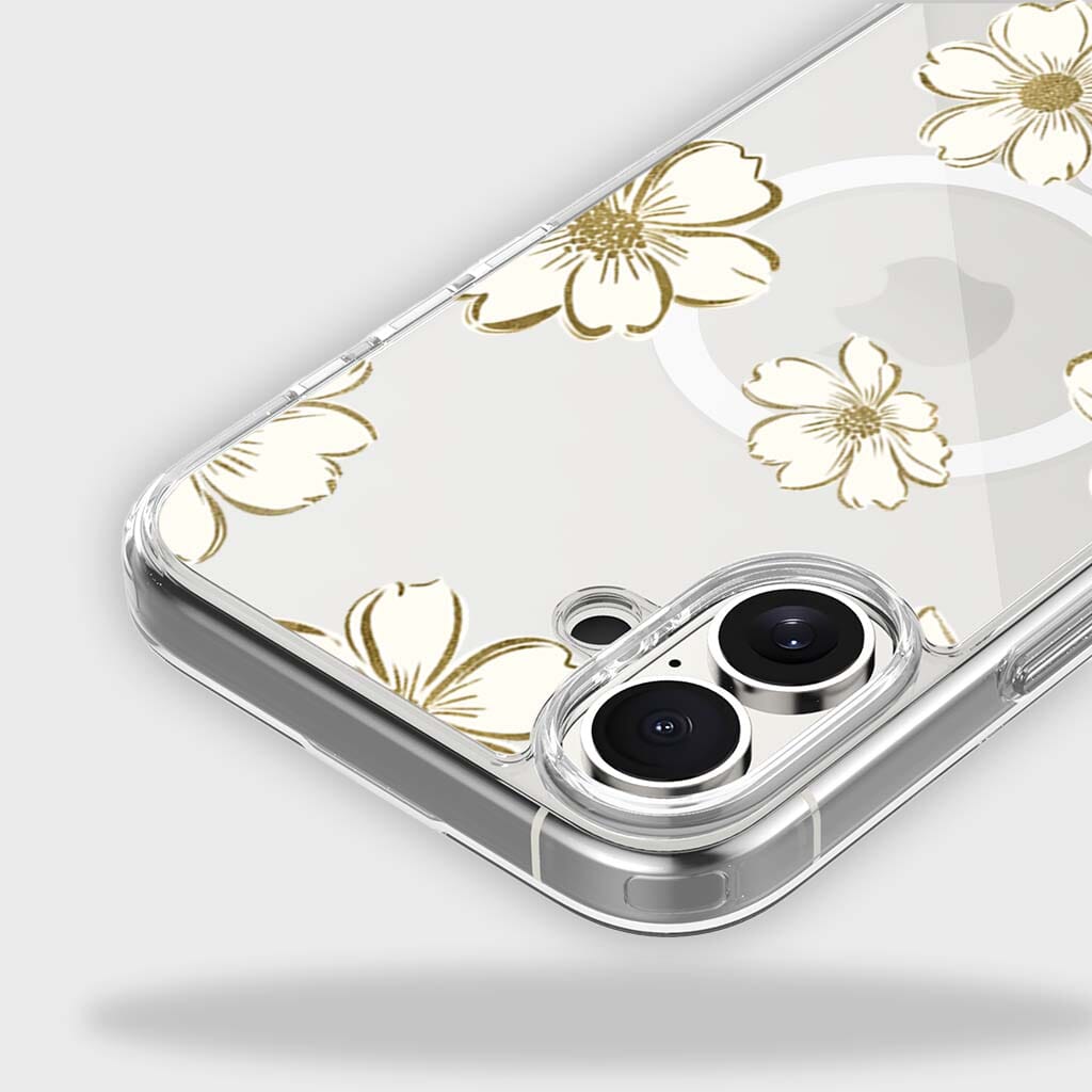 MagSafe iPhone 16 Gold Pattern Clear Case