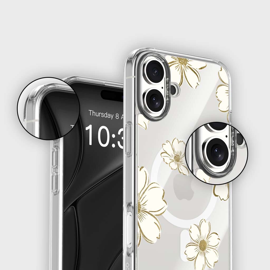 MagSafe iPhone 16 Gold Pattern Clear Case