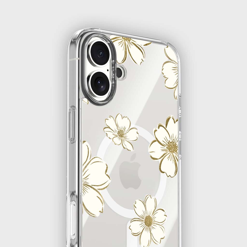 MagSafe iPhone 16 Gold Pattern Clear Case
