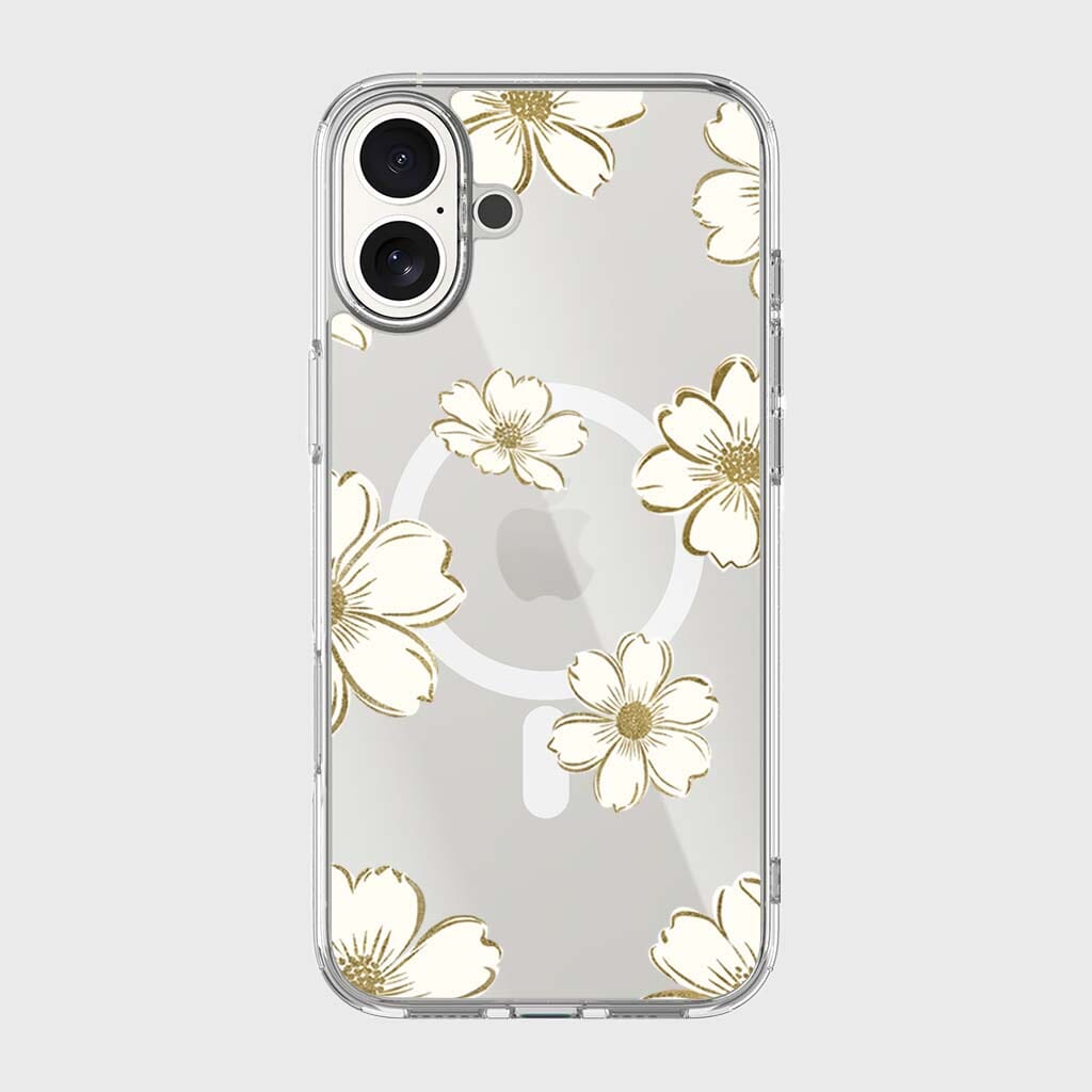 MagSafe iPhone 16 Gold Pattern Clear Case