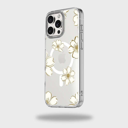 MagSafe iPhone 16 Pro Gold Pattern Clear Case