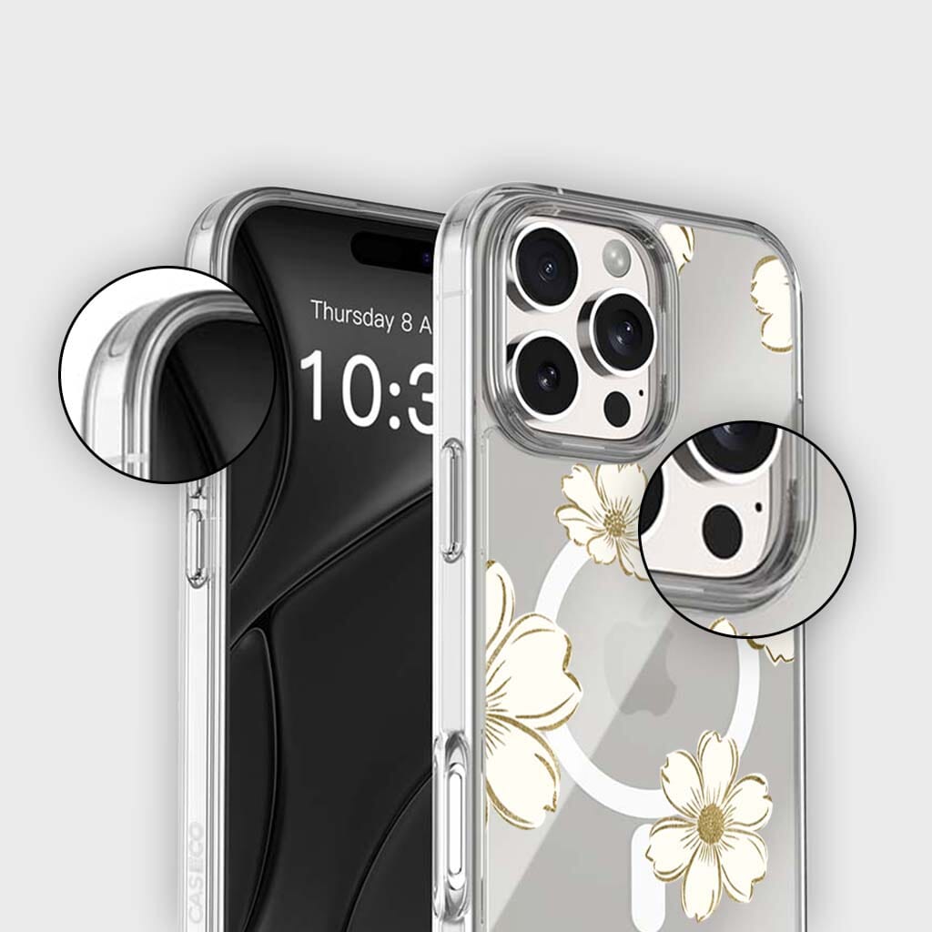 MagSafe iPhone 16 Pro Gold Pattern Clear Case