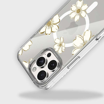MagSafe iPhone 16 Pro Gold Pattern Clear Case