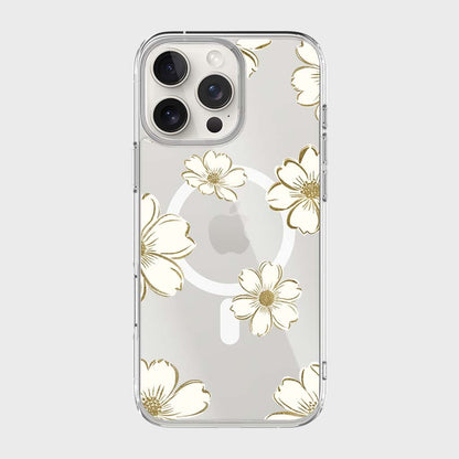 MagSafe iPhone 16 Pro Gold Pattern Clear Case