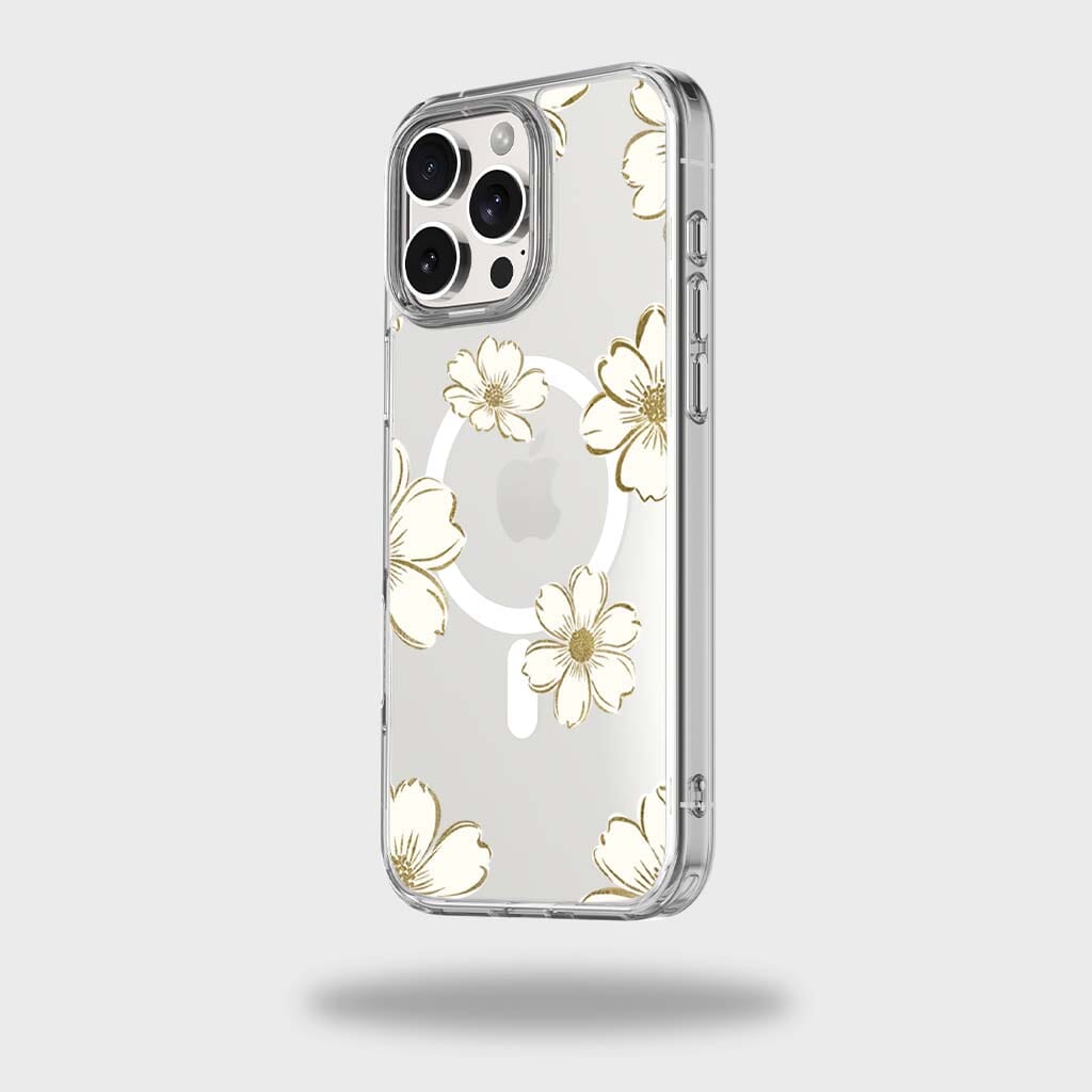 MagSafe iPhone 16 Pro Max Gold Pattern Clear Case