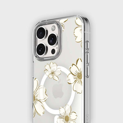 MagSafe iPhone 16 Pro Max Gold Pattern Clear Case