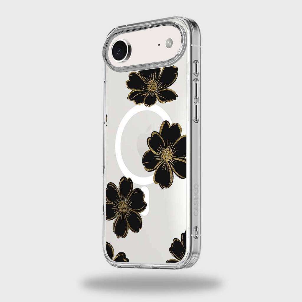 MagSafe iPhone 17 Air Black Flower Clear Case