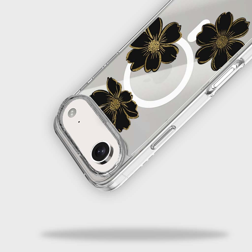 MagSafe iPhone 17 Air Black Flower Clear Case
