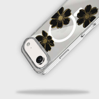 MagSafe iPhone 17 Air Black Flower Clear Case