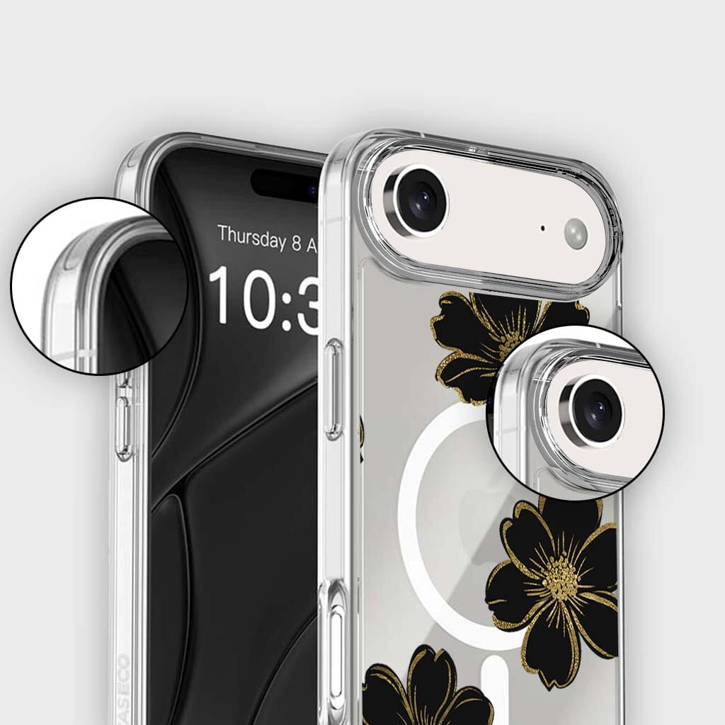 MagSafe iPhone 17 Air Black Flower Clear Case