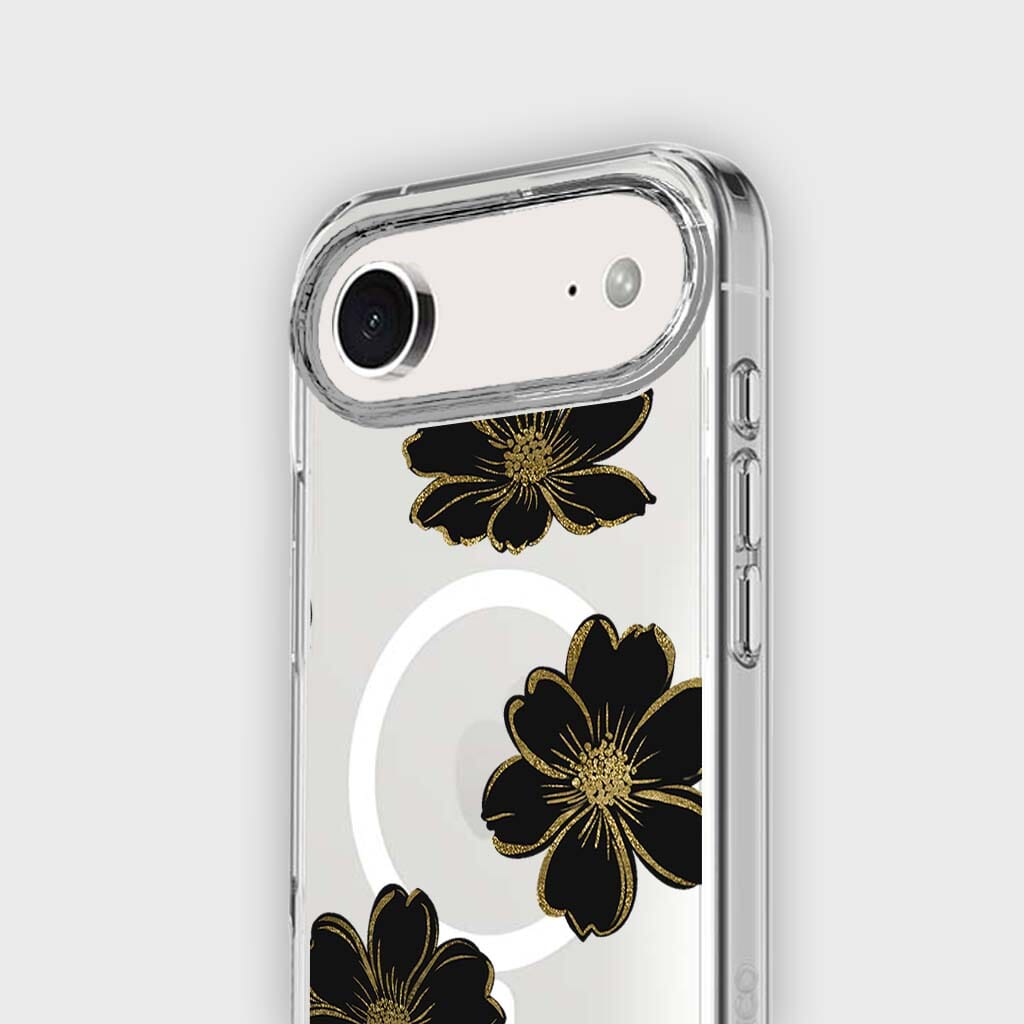 MagSafe iPhone 17 Air Black Flower Clear Case