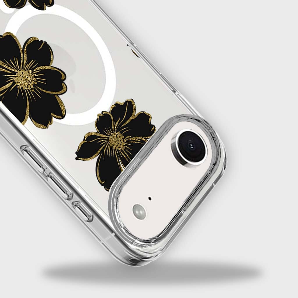 MagSafe iPhone 17 Air Black Flower Clear Case
