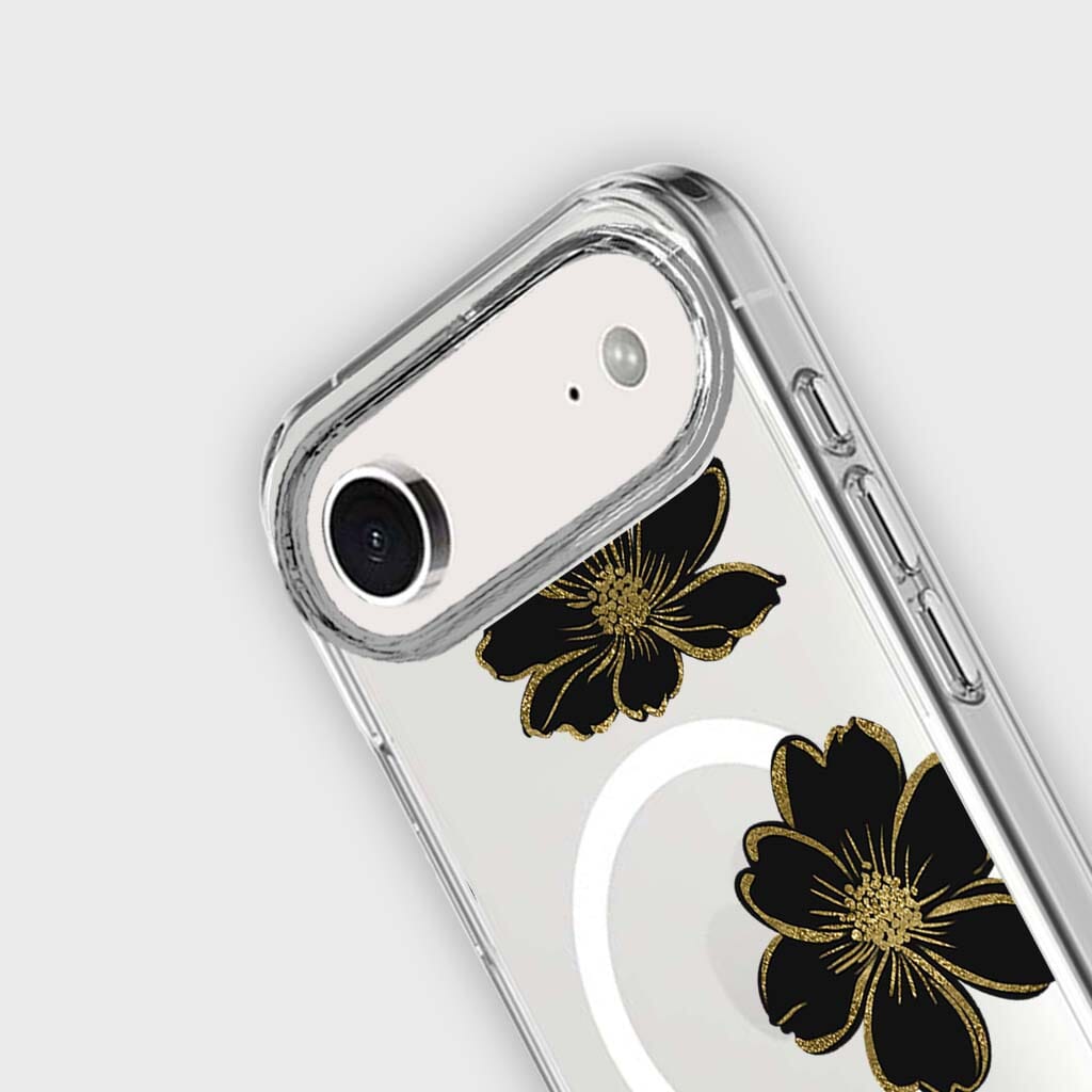 MagSafe iPhone 17 Air Black Flower Clear Case
