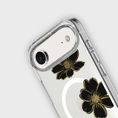 MagSafe iPhone 17 Air Black Flower Clear Case