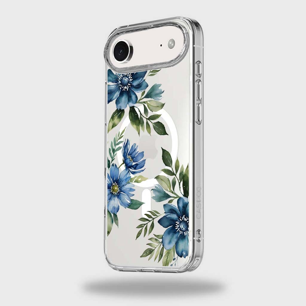 MagSafe iPhone 17 Air Blue Floral Clear Case