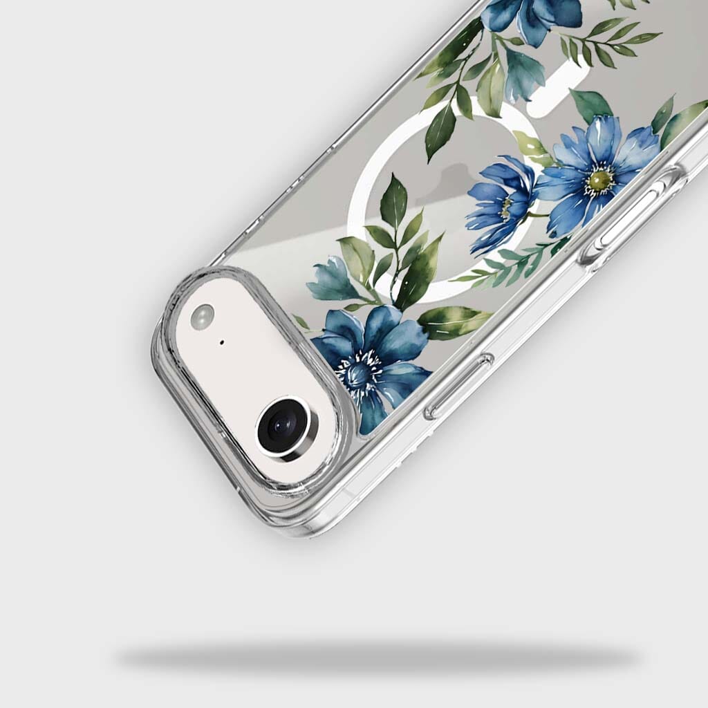 MagSafe iPhone 17 Air Blue Floral Clear Case