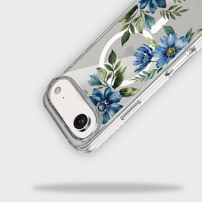 MagSafe iPhone 17 Air Blue Floral Clear Case