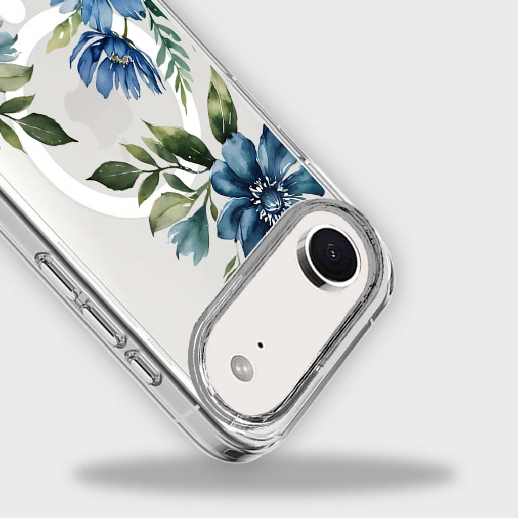 MagSafe iPhone 17 Air Blue Floral Clear Case