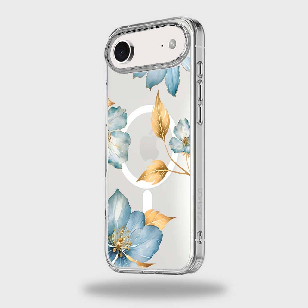 MagSafe iPhone 17 Air Blue Wildflower Clear Case