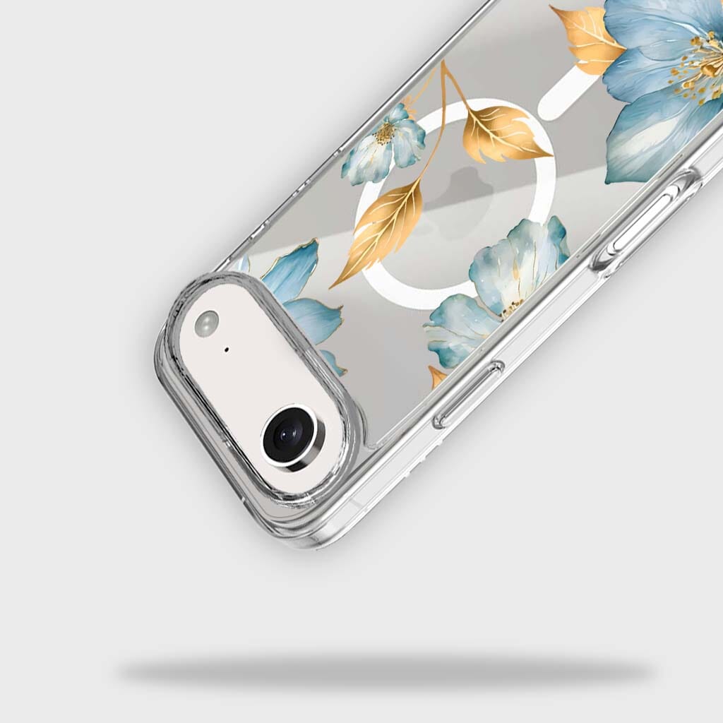 MagSafe iPhone 17 Air Blue Wildflower Clear Case