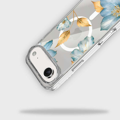 MagSafe iPhone 17 Air Blue Wildflower Clear Case