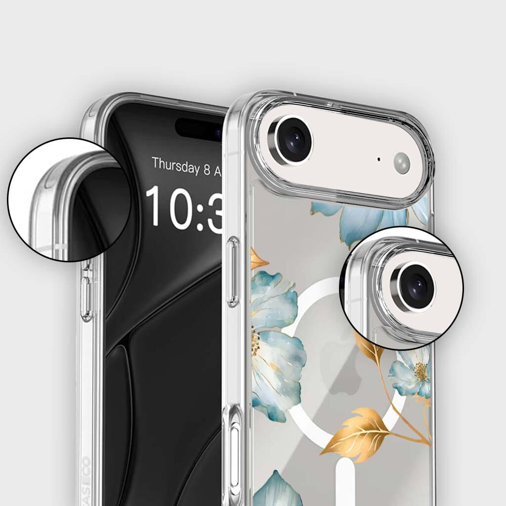 MagSafe iPhone 17 Air Blue Wildflower Clear Case
